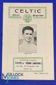1951/52 Celtic v Third Lanark Div. A match programme 3 November 1951; score on front, team