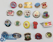 20x Mainly British Non-League metal and enamel Football Badges, with teams of Emley, Bradford Park