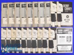 Selection of Derby County home match programmes 1957/58 Blackburn Rovers, Cardiff City, 1958/59