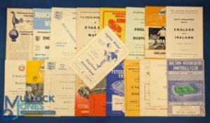 Selection of England Youth International match programmes to include 1956 Wales (at Shrewsbury),