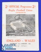 1933 England v Wales Rugby Programme, 1st Wales Twickers win: Mild foxing and marked but very
