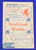 1923 Wales v Scotland Rugby Programme: Cardiff edition in excellent condition