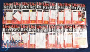 2001/2002 Manchester Utd complete league season home match programmes (19) plus match tickets (