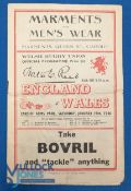 1946 Wales v England Rugby Programme: 'Victory' international just after the War. Good