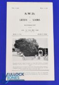 1968 British and I Lions v SW Districts Rugby Programme: Rare, hard even to Google, 4pp foldover