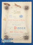 Rare 1906 Wales v S Africa Signed Rugby Menu: Lovely embossed item, 4pp card autographed by almost