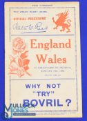 1936 Wales v England Rugby Programme: Full and well-illustrated edition from Swansea, VG