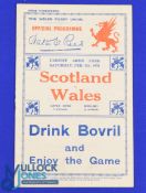 1931 Wales v Scotland Rugby Programme: Cardiff venue, issue in VG condition