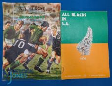1970 All Blacks in S Africa Rugby Preview Brochures (2): Two different, packed and attractive issues