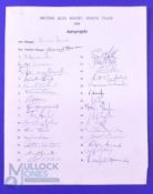 1968 British and I Lions Rugby, Official Handsigned Autograph Sheet: Signed by the squad of 30 and