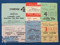 Selection of 1950s football match tickets to include 1952/53 Arsenal v Cardiff City (7 March
