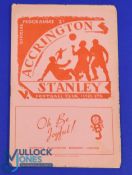 1952/53 Accrington Stanley v Mansfield Town FAC match programme; 1959/60 Accrington Stanley v