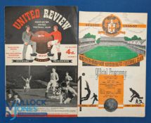 1956/57 Manchester Utd v Wolves Div. 1 match programme 3 November 1956 (has token); Wolves v