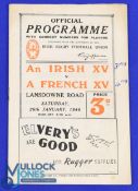Victory Match, Irish XV v French XV 1946 Rugby Programme: Again, fine 16pp effort for the first
