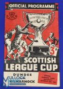 1952/53 Scottish League Cup final Dundee v Kilmarnock match programme at Hampden Park, 25 October