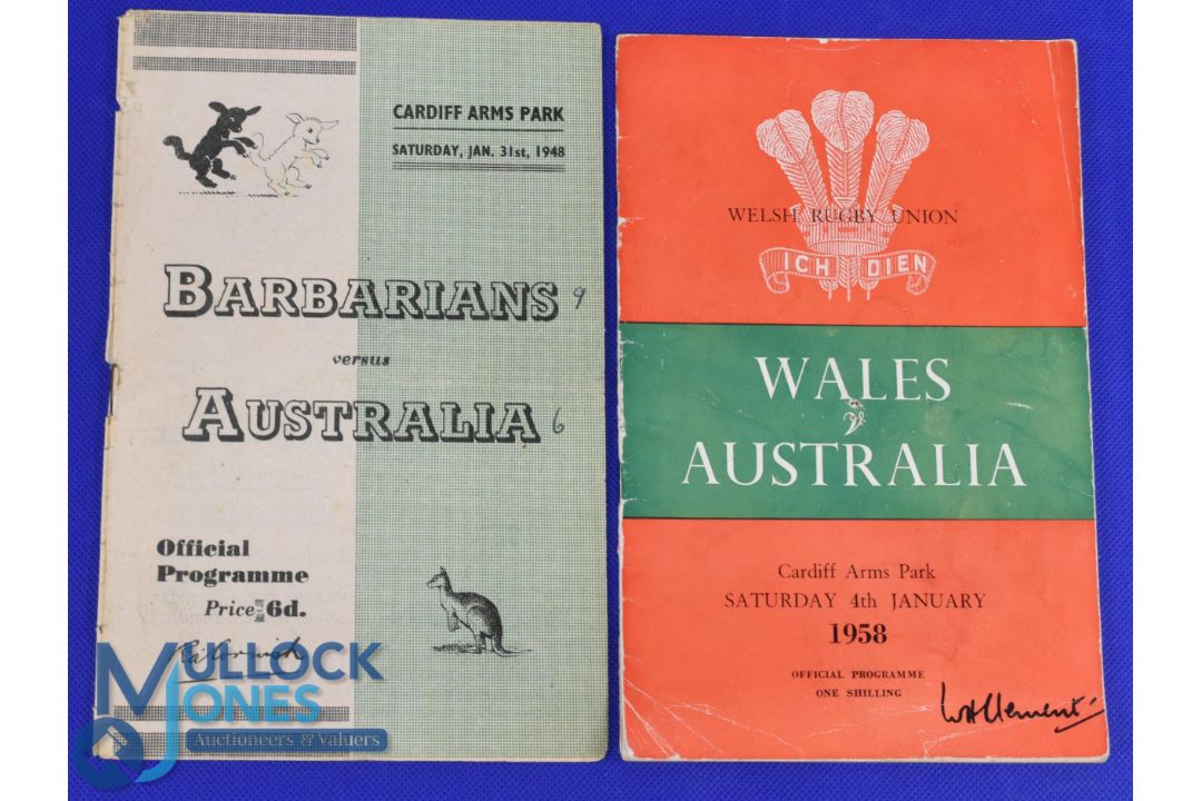 Australia in Wales 1948-58 Rugby Programmes (2): Issues at Cardiff v Barbarians, first such game v