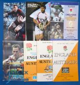 England v Australia Rugby Programmes (6): 1967, 82, 88, 97, 98 and 2008. Nice selection, G/VG