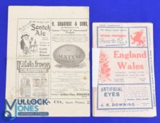 Scarce 1922 and 23 Wales/England Rugby Programmes (2): Wales v England 1922, lacking covers but with