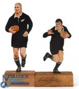 Brian Lochore Signed and Wilson Whineray Painted Wooden Rugby Figures (2): Great figures of the