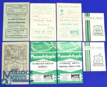 Selection of Plymouth Argyle home programmes 1947/48 Sheffield Wednesday, 1948/49 Brentford, 1957/58