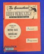 1959 British and I Lions v Queensland Signed Rugby Programme: Neatly and clearly signed by 11 Lions,