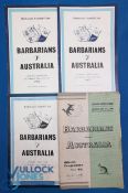 Barbarians v Australia Rugby Programmes (4): Issues from 1948 (very first such clash), 58, 67 and