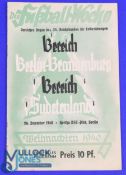 1940 Rare fixture Berlin Brandenburg v Sudetenland challenge match programme at Hertha Berlin ground