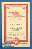 1948 Charity Shield programme Arsenal v Manchester Utd at Highbury 6 October 1948; pencil team