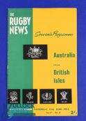 1959 British and I Lions v Australia 2nd Test Rugby Programme: Lovely-looking green and gold covered