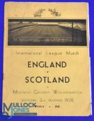 1938/1939 Football League v Scottish League international match programme 2nd November 1938 at