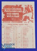 1945/46 Northern League Manchester Utd v Grimsby Town 12 January 1946 single sheet programme; slight
