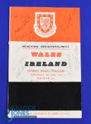Autographed 1958 Wales v Ireland international programme 16 April 1958 at Ninian Park, the final