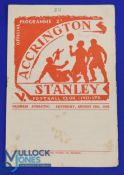 1948/49 Accrington Stanley v Oldham Athletic Div. 3 (N) match programme, 4 page, score to team page.