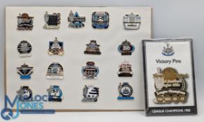 Newcastle United Metal Football Victory Pin Badges by Danbury Mint, 15 loose badges with 15