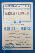 Final League season 1959/60 Gateshead v Oldham Athletic Div. 4 match programme 23 April 1960 at