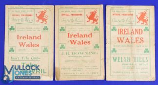 1926, 1928 and 1930 Wales v Ireland Rugby Programmes (3): The usual versions from Cardiff and