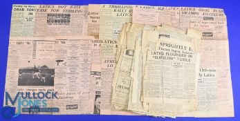 Wigan Athletic football match reports cut out of football newspapers eg 'Pink', many with full