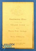 Rare 1891 Scotland v Wales Rugby Menu: Season of the Scots' first Triple Crown, small stiff 4pp card