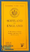 1937 Scotland v England Rugby Programme: Traditional slim orange Scots issue from Murrayfield.