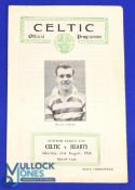 1954/55 Celtic v Hearts Scottish League Cup match programme 21 August 1954; staple removed, no rust,