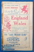 1928 Wales v England Rugby Programme: Standard interesting Welsh multi-page issue with pics and