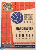 1967-68 Gornik Zabrze v Manchester United Football Programme, a scarce programme