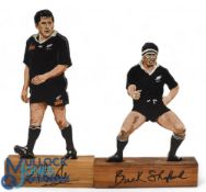 Buck Shelford and Zinzan Brooke Signed Painted Wooden Rugby Figures (2): What a duo of No. 8