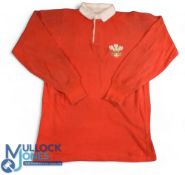 1984 Robert Norster Matchworn Welsh Rugby Jersey: Extra-large Umbro No. 5 scarlet Welsh jersey