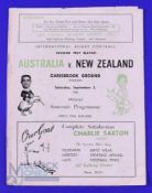 1955 NZ v Australia Rugby Programme: 2nd Test at Dunedin, 03/09/55, worn and taped but entire and