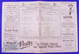 Scarce 1927 England v Ireland Rugby Programme: The early Twickenham newspaper style issue with teams