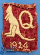 Rare 1924 Queensland Rugby Jersey Badge: Cut neatly from a maroon jersey doubtless similar to that