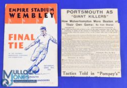 1939 FAC Final Wolverhampton Wanderers v Portsmouth official match programme 29 April 1939 at