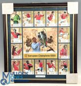 1999 European Champions Manchester United Futura Platinum Collectors Cards, a framed set of 14