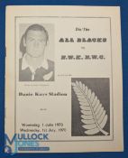 NZ 1970 at North Western Cape, Upington 1/7/70,, Rugby Programme: Scarce, card covers, G/VG